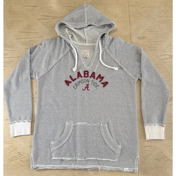 Blue 84 Alabama Crimson Tide Striped Hoodie Pullover V Neck Pocket Women's L - Picture 1 of 8